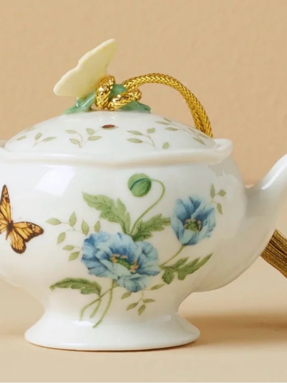 Lenox butterfly meadow mini teapot Christmas tree ornament